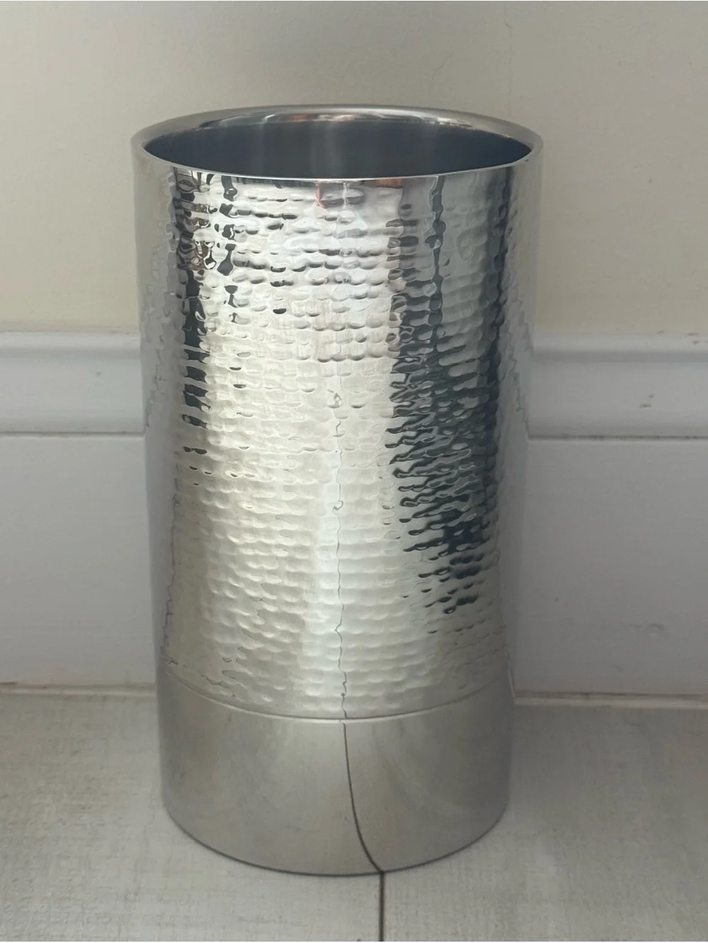 Crate & Barrel Graham Wine Cooler Hand-Hammered Stainless Steel🩶